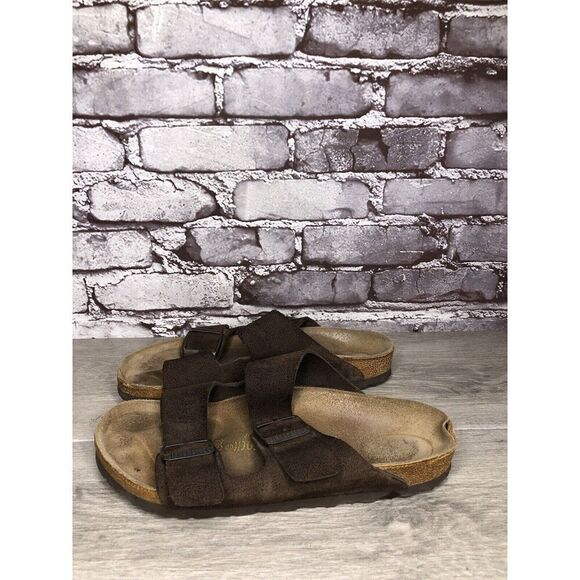 Birkenstock Arizona Mocha Brown Suede Leather Slides Sandals Women Sz 39EU/8.5M - Picture 16 of 16
